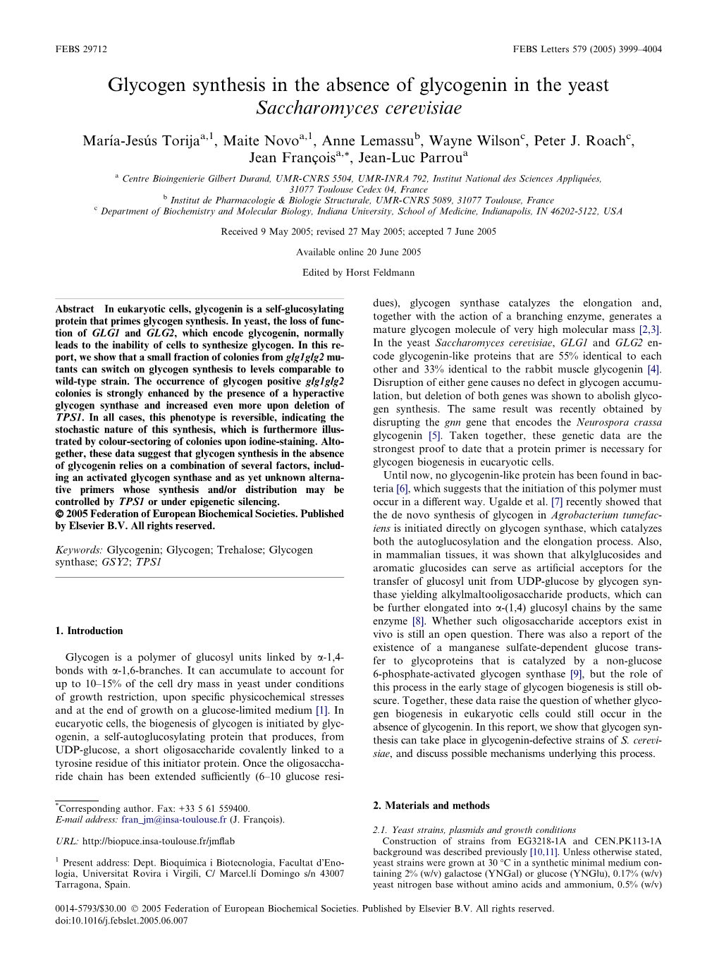 Glycogen Synthesis in the Absence of Glycogenin in the Yeast Saccharomyces Cerevisiae