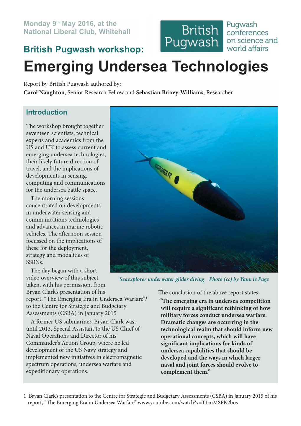 Emerging Undersea Technologies