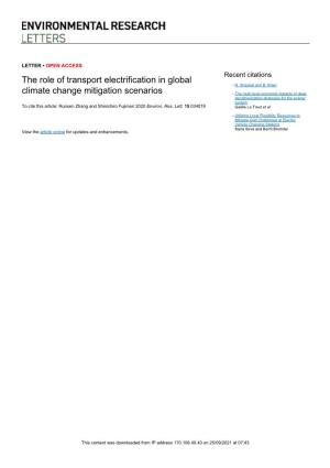 The Role of Transport Electrification in Global Climate Change Mitigation