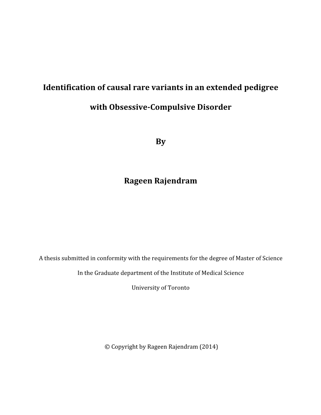 Identification of Causal Rare Variants in an Extended Pedigree With