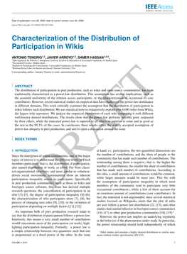 Characterization of the Distribution of Participation in Wikis