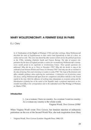 Mary Wollstonecraft: a Feminist Exile in Paris