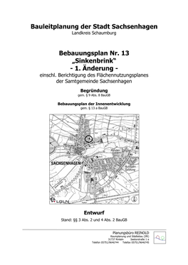 Bauleitplanung Der Stadt Sachsenhagen Bebauungsplan Nr. 13 „Sinkenbrink“
