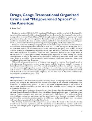 Drugs, Gangs, Transnational Organized Crime and “Malgoverened Spaces” in the Americas