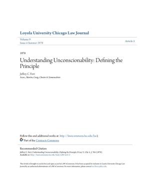 Understanding Unconscionability: Defining the Principle Jeffrey C