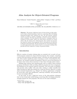 Alias Analysis for Object-Oriented Programs
