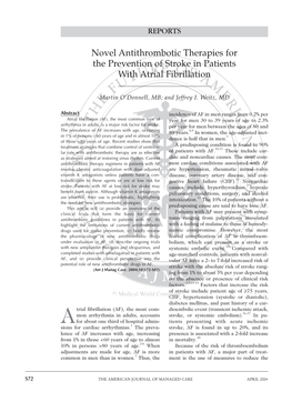 Novel Antithrombotic Therapies for the Prevention of Stroke in Patients with Atrial Fibrillation