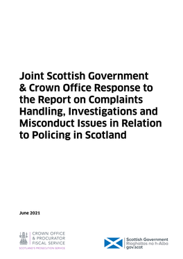 Joint Scottish Government & Crown Office Response to the Report On
