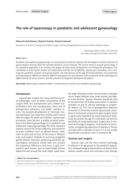The Role of Laparoscopy in Paediatric and Adolescent Gynaecology