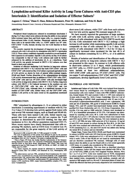 Lymphokine-Activated Killer Activity in Long-Term Cultures with Anti-CD3 Plus Interleukin 2: Identification and Isolation of Effector Subsets1