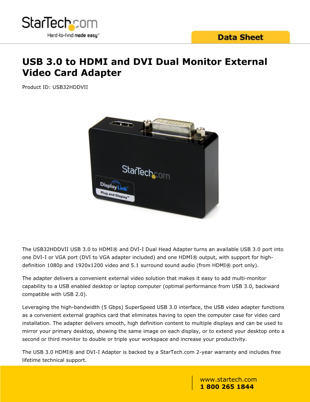 USB 3.0 to HDMI and DVI Dual Monitor External Video Card Adapter