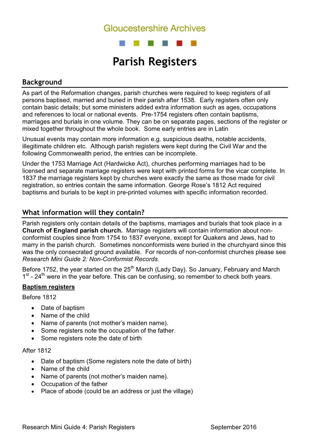 Parish Registers