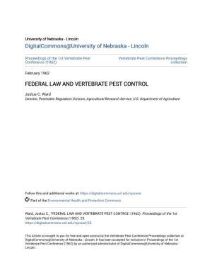 Federal Law and Vertebrate Pest Control