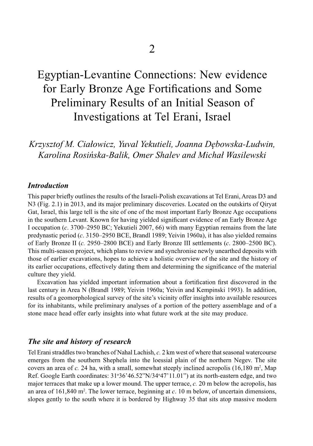 2 Egyptian-Levantine Connections: New Evidence for Early Bronze Age Fortifications and Some Preliminary Results of an Initial Se