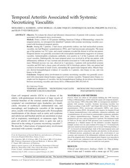 Temporal Arteritis Associated with Systemic Necrotizing Vasculitis MOHAMED A