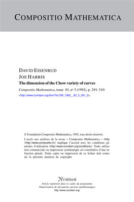 The Dimension of the Chow Variety of Curves Compositio Mathematica, Tome 83, No 3 (1992), P