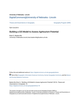 Building a GIS Model to Assess Agritourism Potential