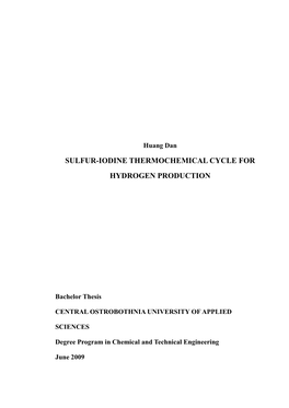 Sulfur-Iodine Thermochemical Cycle for Hydrogen Production