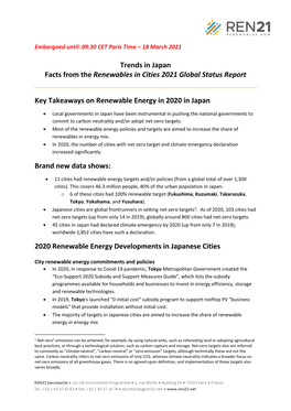 Trends in Japan Facts from the Renewables in Cities 2021 Global Status Report