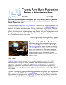 Thames River Basin Partnership Partners in Action Quarterly Report