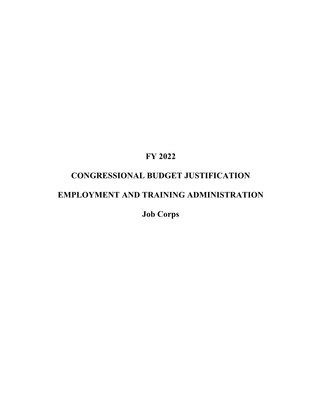 Fy 2022 Congressional Budget Justification Employment