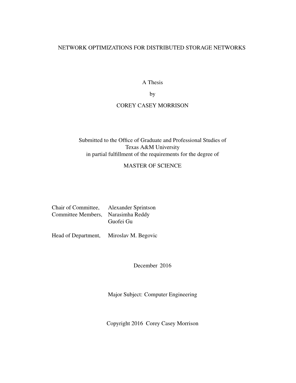 Network Optimizations for Distributed Storage Networks