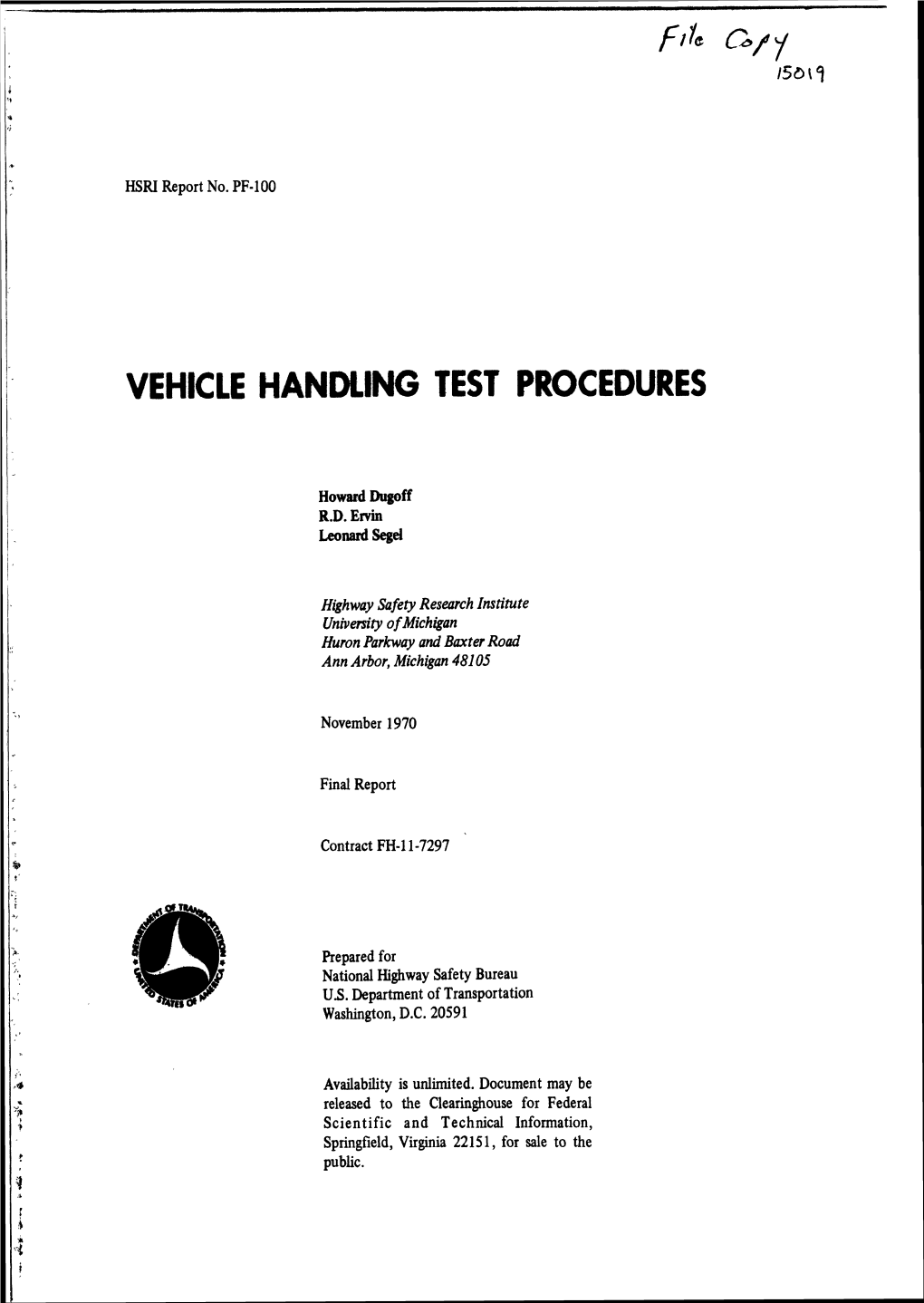 Vehicle Handling Test Procedures