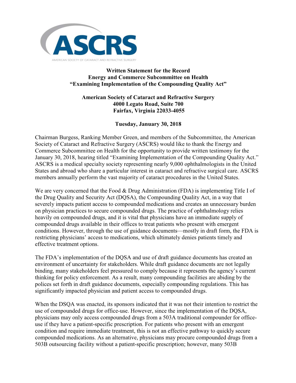 Examining Implementation of the Compounding Quality Act”