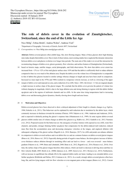 The Role of Debris Cover in the Evolution of Zmuttgletscher