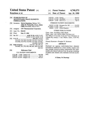 United States Patent (19) 11) Patent Number: 4,740,373 Kesselman Et Al