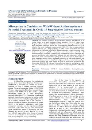 Minocycline in Combination With/Without Azithromycin As a Potential Treatment in Covid-19 Suspected Or Infected Patients