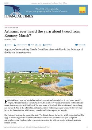 Artisans: Ever Heard the Yarn About Tweed from Romney Marsh? - FT.Com