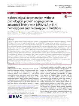 Isolated Nigral Degeneration Without Pathological Protein Aggregation In