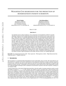 Weighted Cox Regression for the Prediction of Heterogeneous Patient