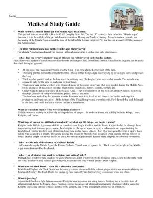 Medieval Study Guide 2