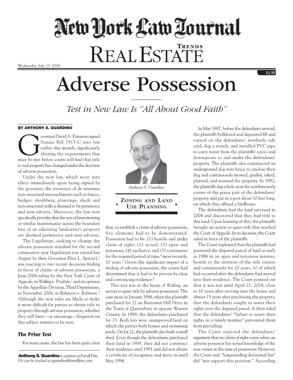 Adverse Possession Test in New Law Is “All About Good Faith”