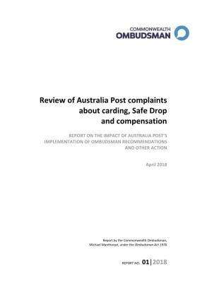 Review of Australia Post Complaints About Carding, Safe Drop and Compensation