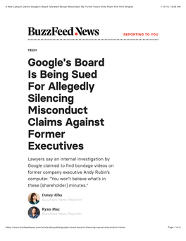 (2019-01-10) BUZZFEED. a New Lawsuit Claims Google's Board