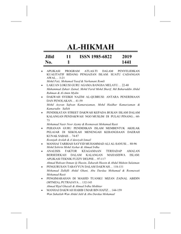 AL-HIKMAH Jilid 11 ISSN 1985-6822 2019M No
