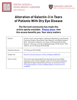 Alteration of Galectin-3 in Tears of Patients with Dry Eye Disease