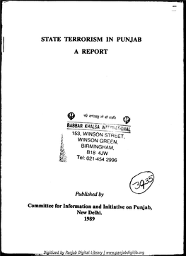 State Terrorism in Punjab a Report