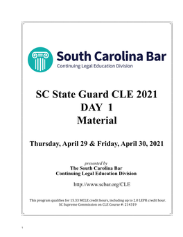 SC State Guard CLE 2021 DAY 1 Material