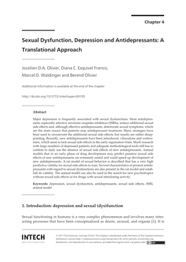 Sexual Dysfunction, Depression and Antidepressants: a Translational Approach
