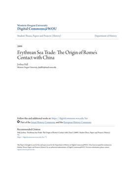 Erythrean Sea Trade: the Origin of Rome's Contact with China