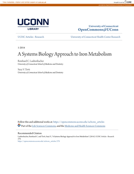 A Systems Biology Approach to Iron Metabolism Reinhard C
