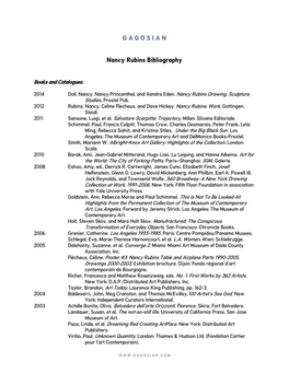 Nancy Rubins Bibliography