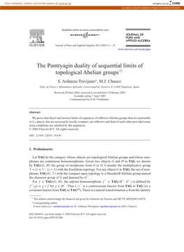 The Pontryagin Duality of Sequential Limits of Topological Abelian Groupsଁ S