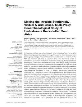 A Grid-Based, Multi-Proxy Geoarchaeological Study of Umhlatuzana Rockshelter, South Africa