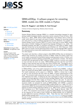 Sbmltoodepy: a Software Program for Converting SBML Models Into ODE Models in Python