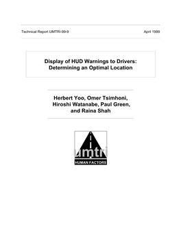 Display of HUD Warnings to Drivers: Determining an Optimal Location